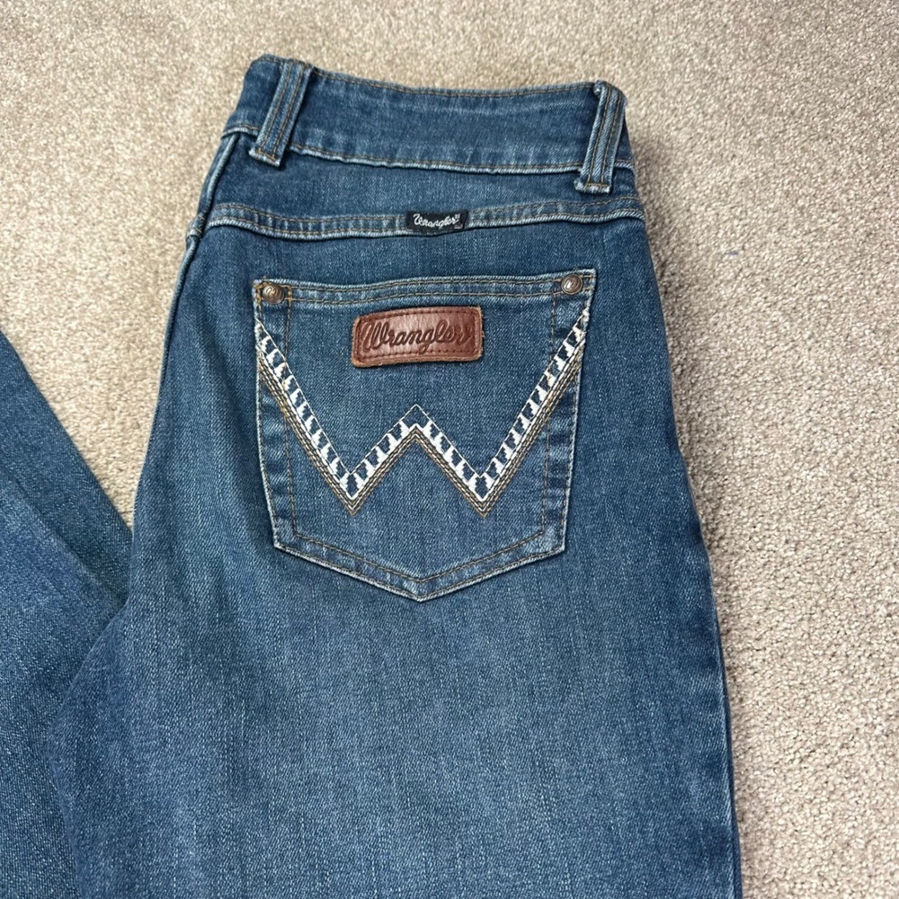 Wrangler Women 29x36 Bootcut Jeans Blue Embroidered Pocket Western Cowgirl Tall